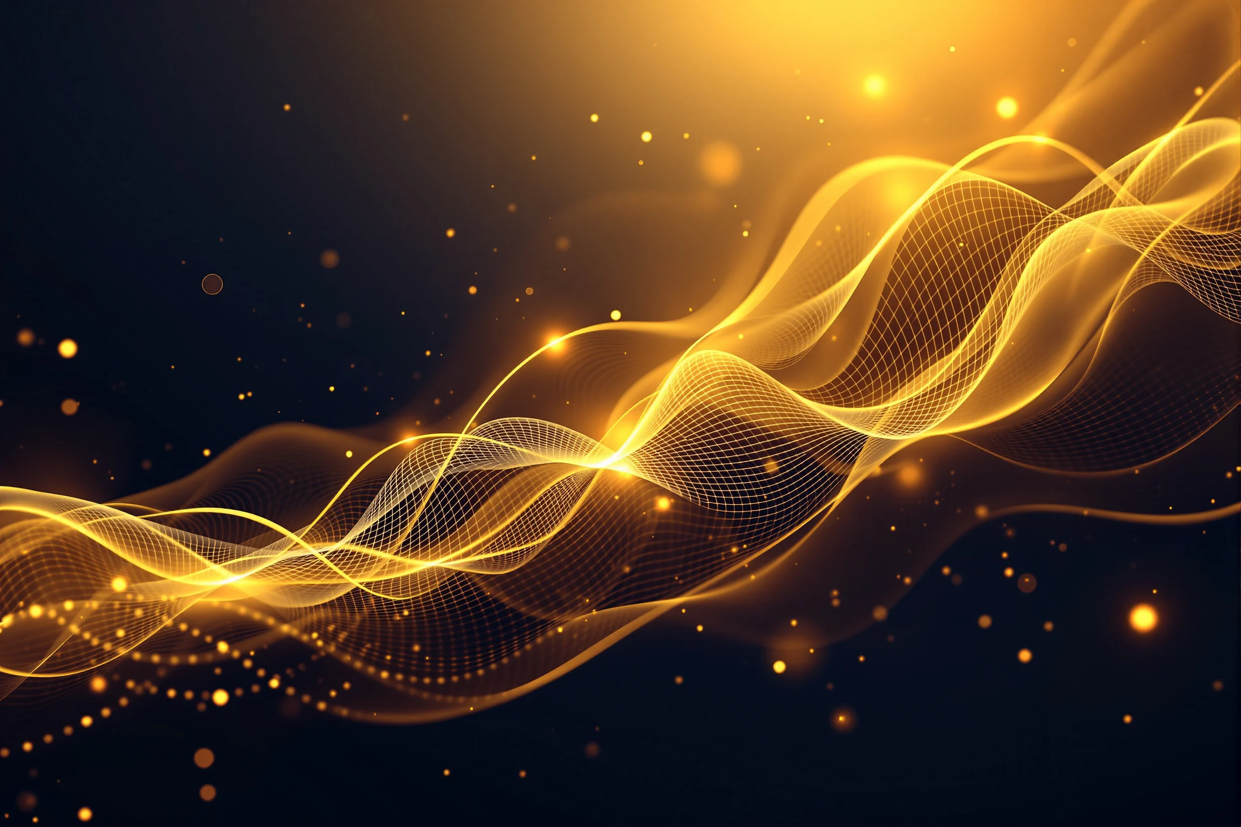 Abstract visualization of flowing golden growth curves over deep navy, representing disciplined long-term compounding